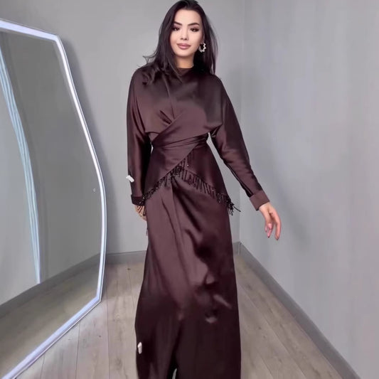 Silky Long-sleeved Elegant And Sophisticated Dress