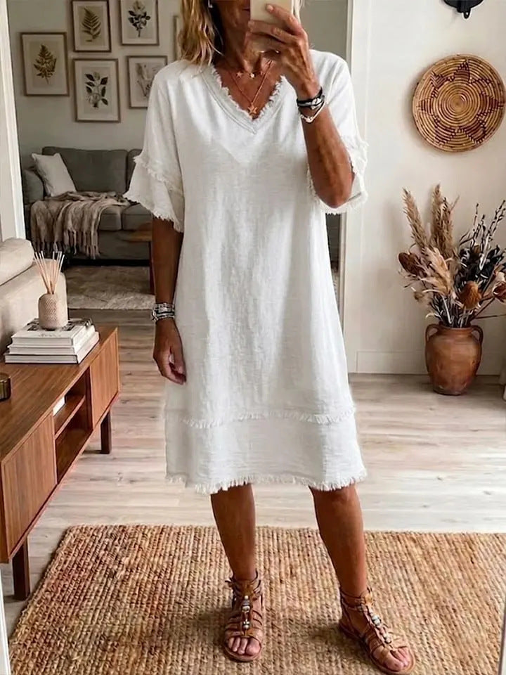 V-neck Casual Loose-fitting Dress