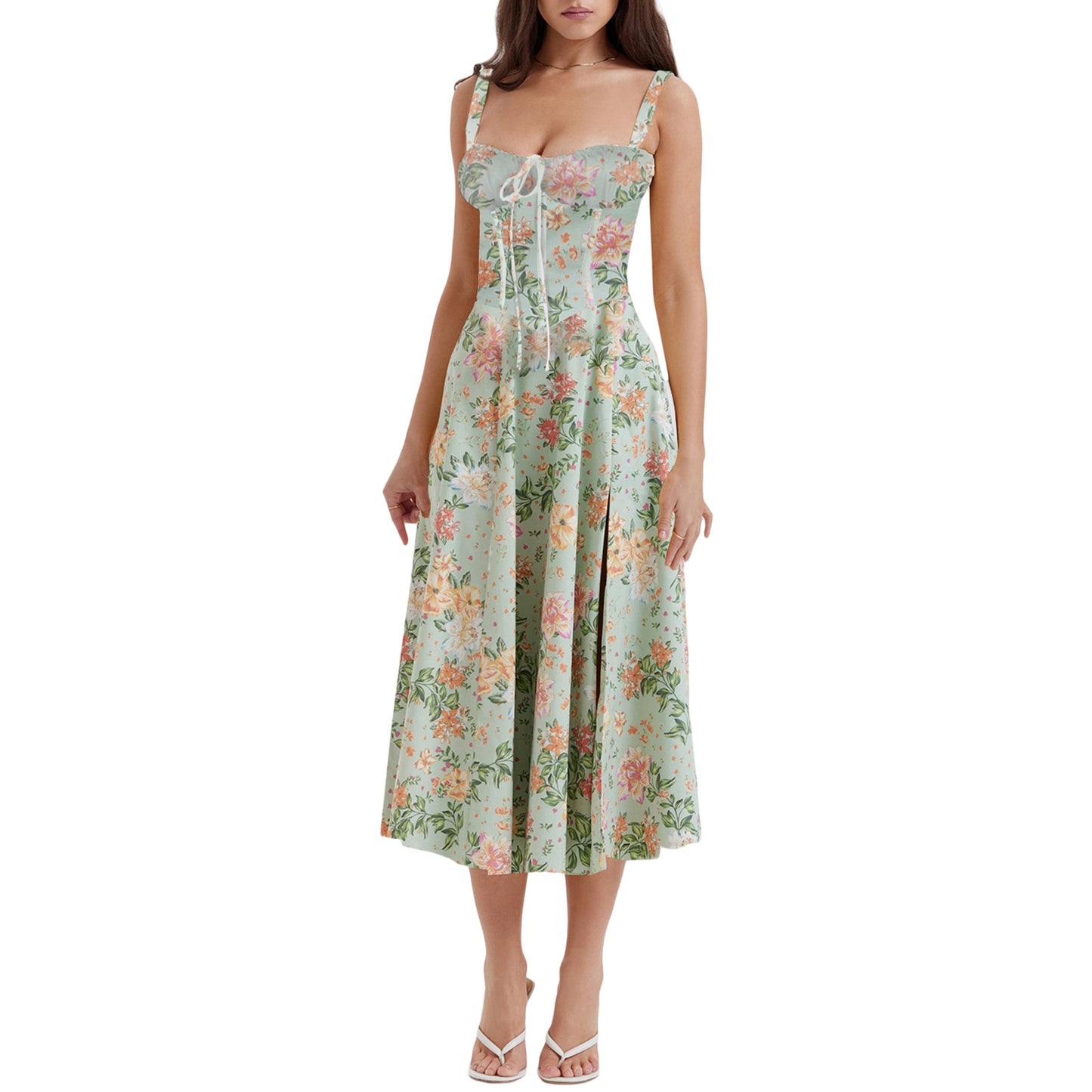 High-end Halter-style Spicy Girl Backless Dress With Floral Print