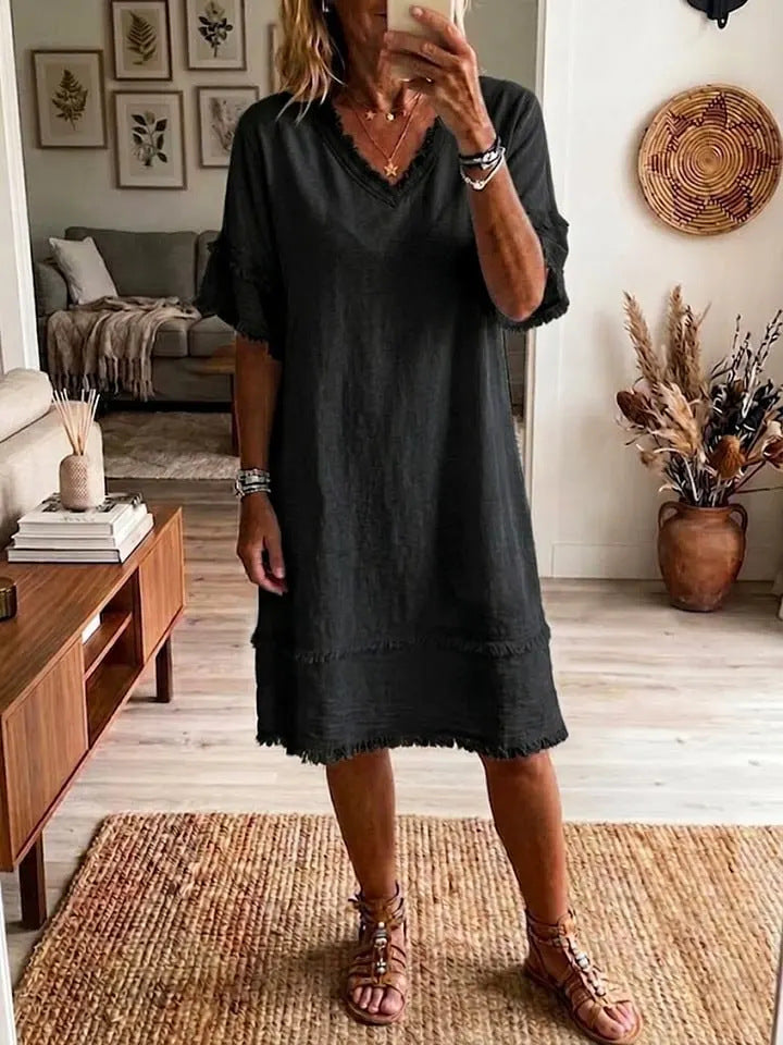V-neck Casual Loose-fitting Dress