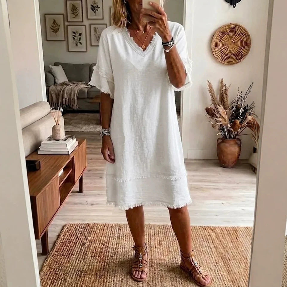 V-neck Casual Loose-fitting Dress