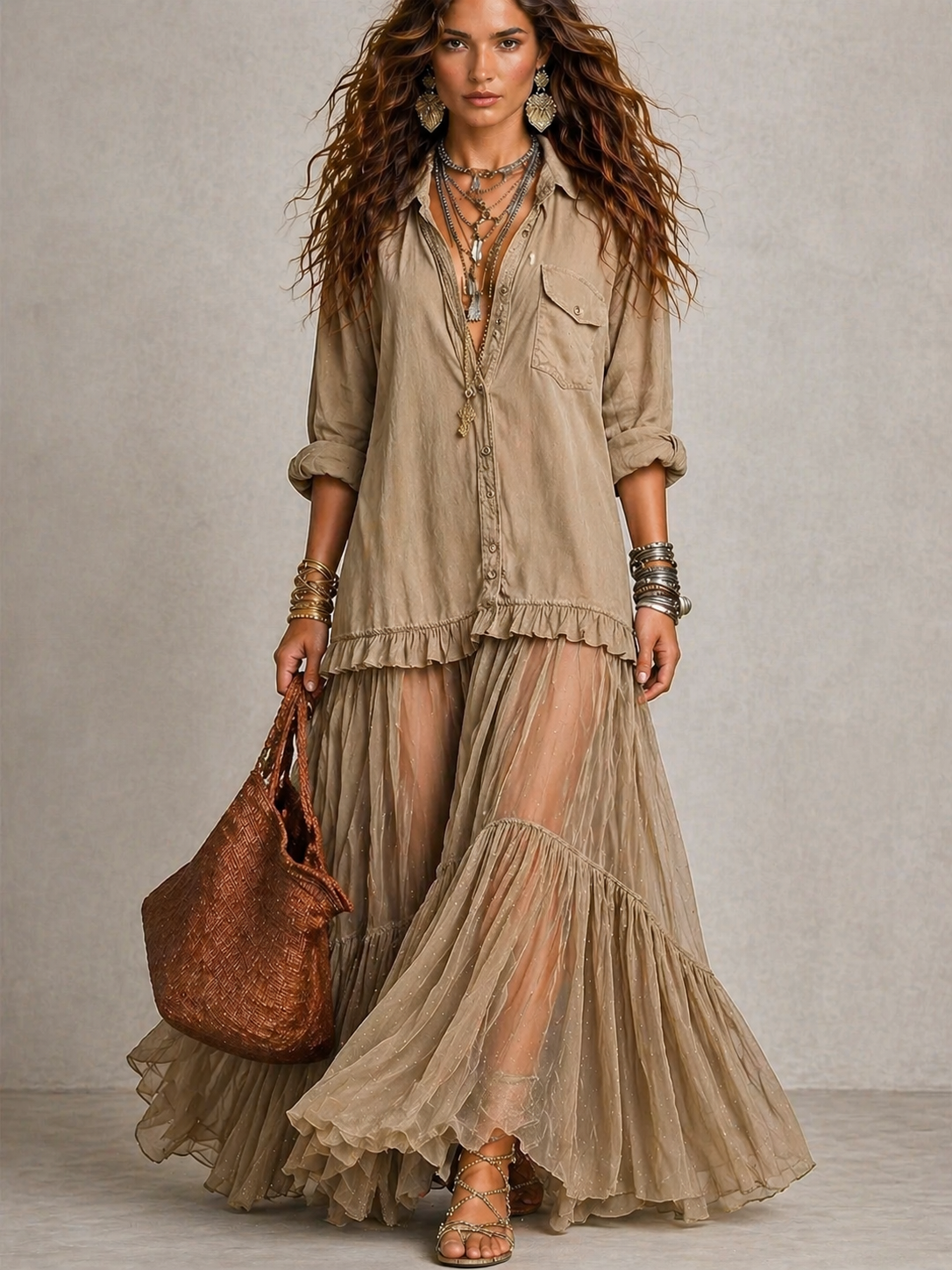 Boho Chic Flowing Maxi Dress Set