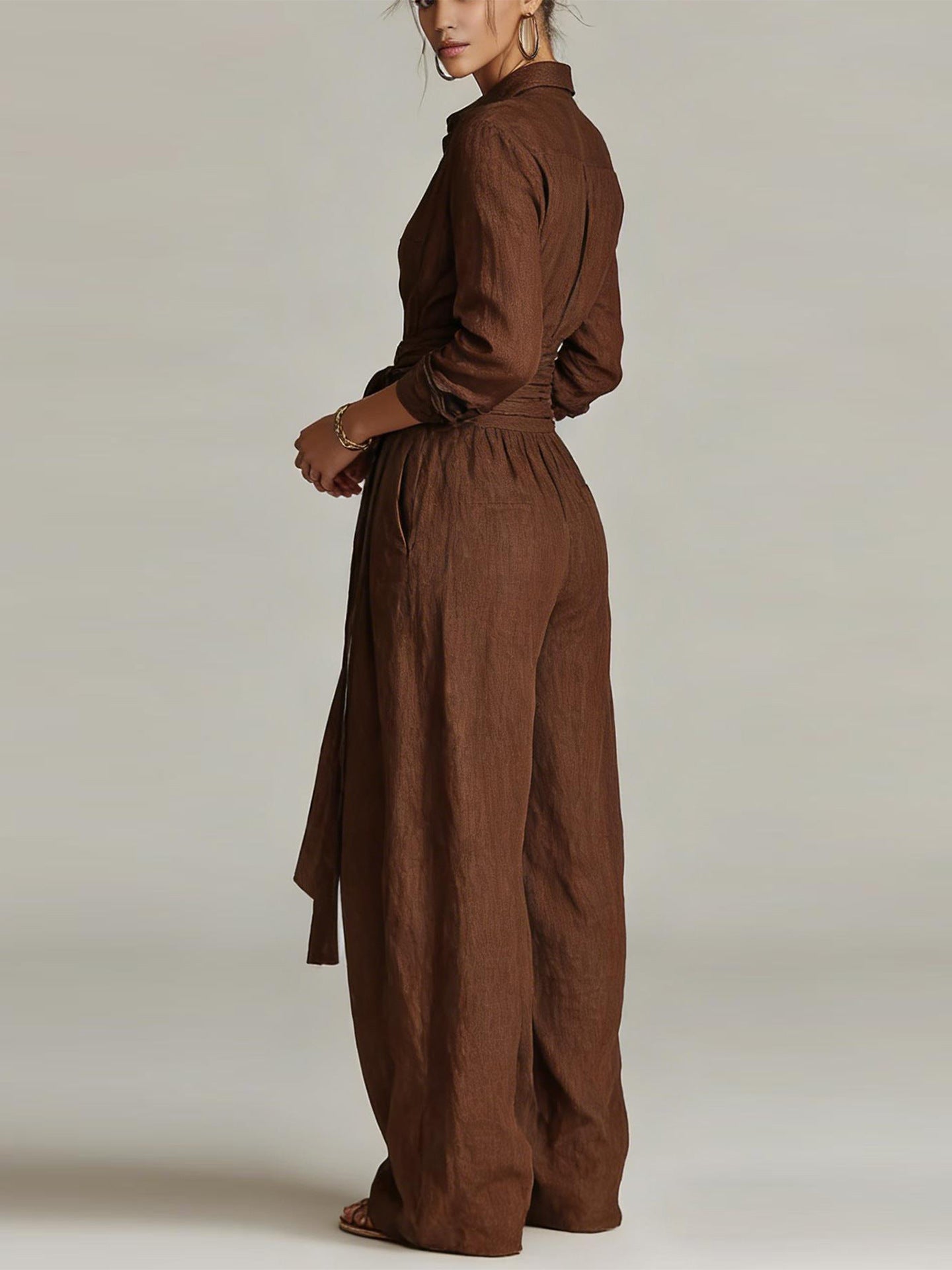 The Elara Two-Piece Linen Jumpsuit Ensemble