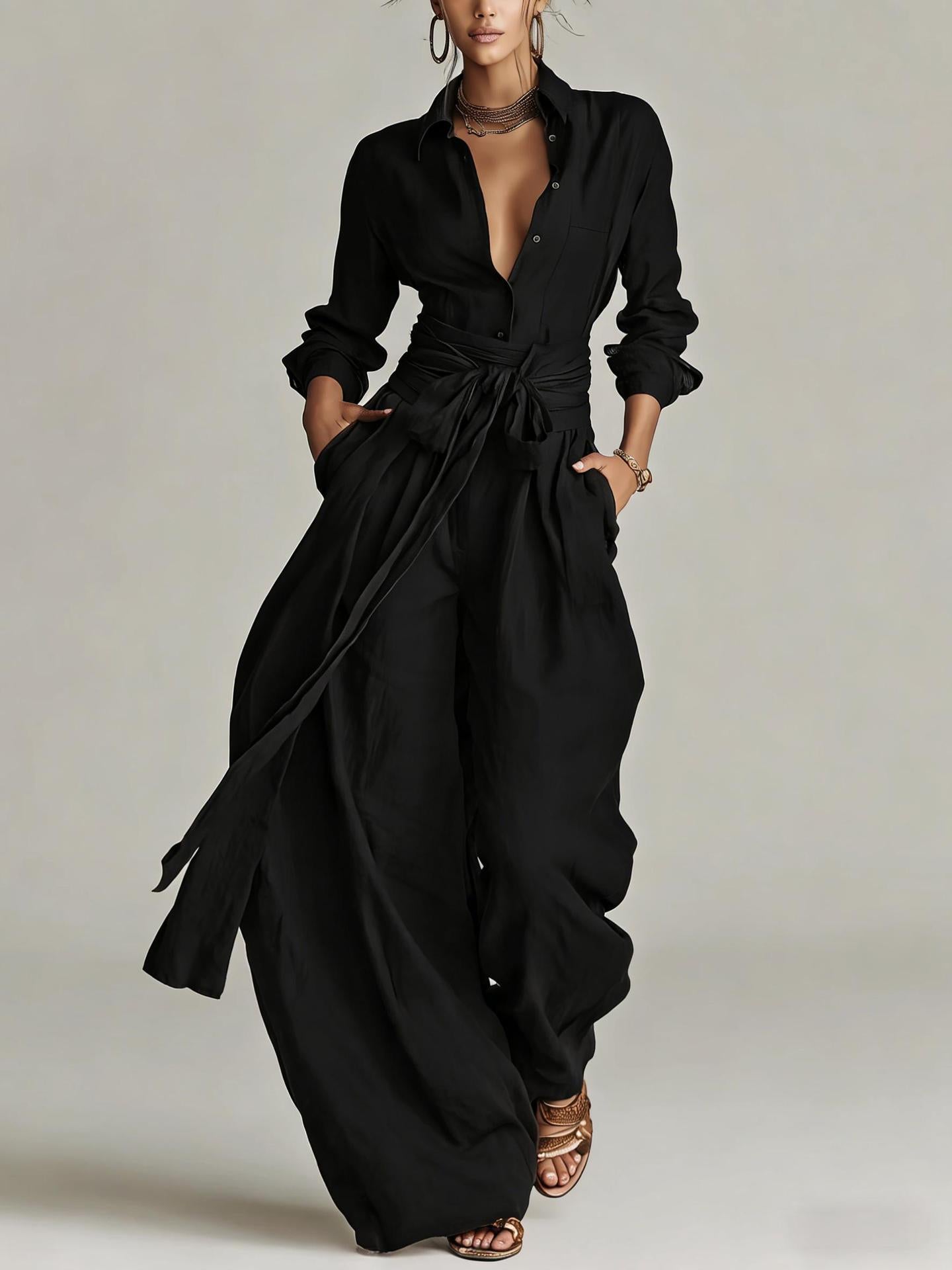 The Elara Two-Piece Linen Jumpsuit Ensemble
