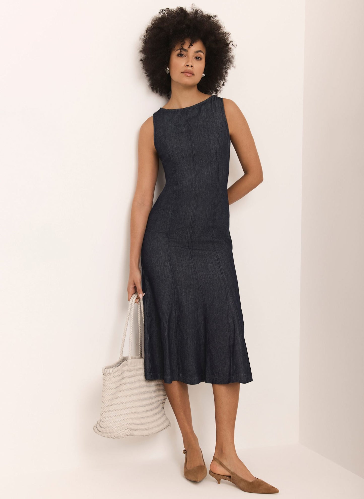 Dark Indigo Denim Midi Dress