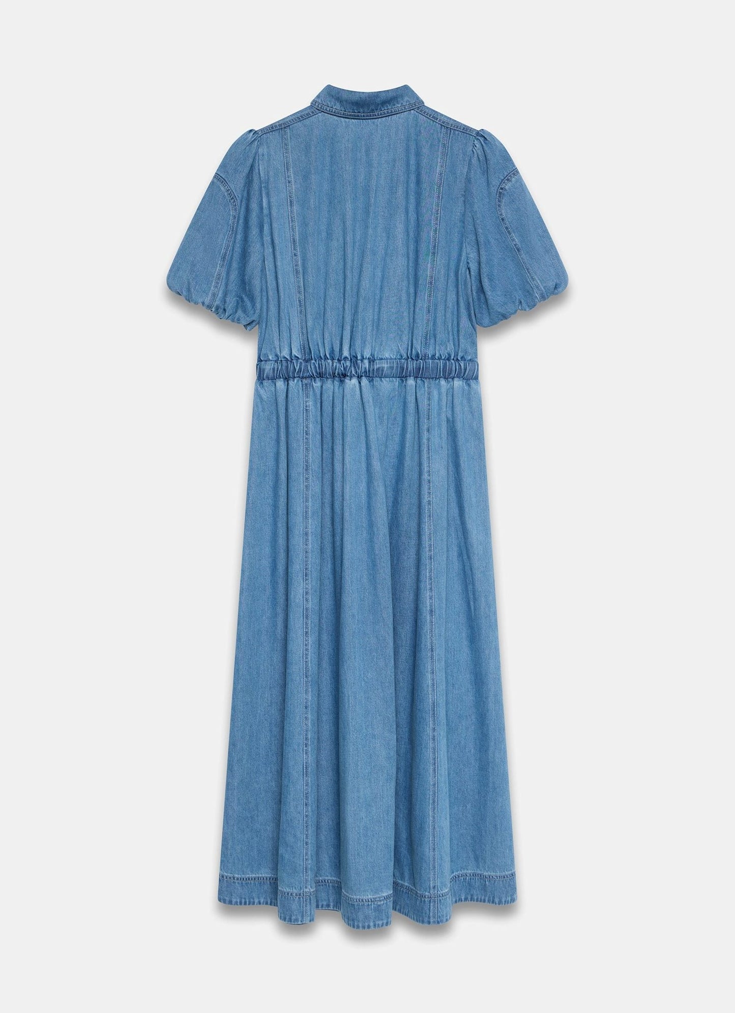 Mid Indigo Denim Twist Midi Dress