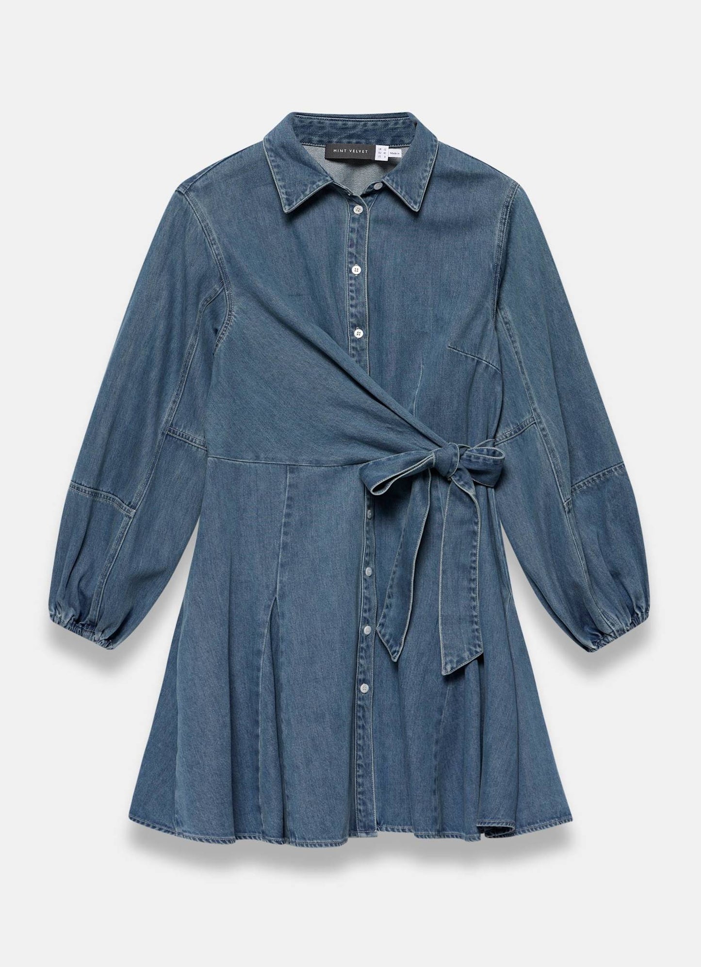 Mid Indigo Denim Mini Shirt Dress