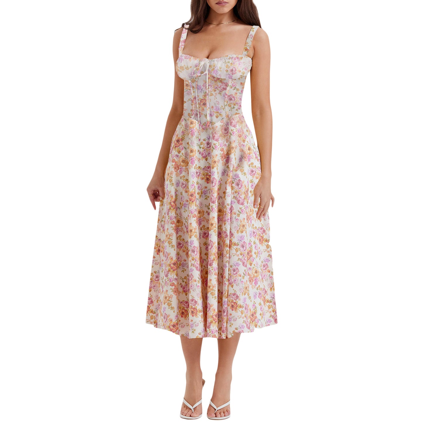 High-end Halter-style Spicy Girl Backless Dress With Floral Print