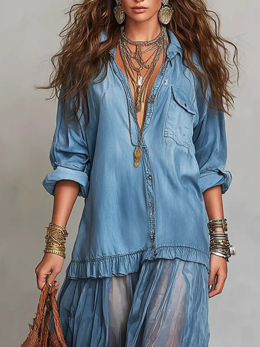 Boho Chic Flowing Maxi Dress Set