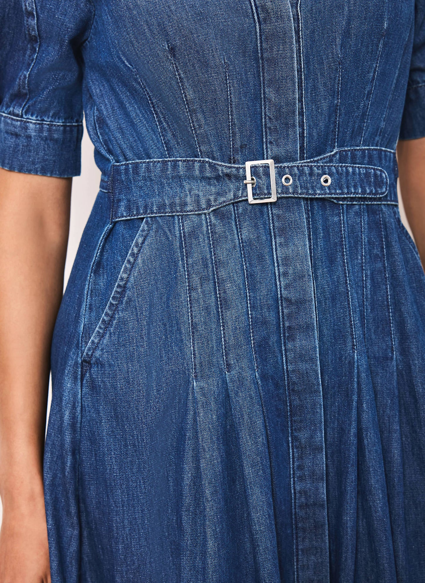 Indigo Denim Midi Shirt Dress