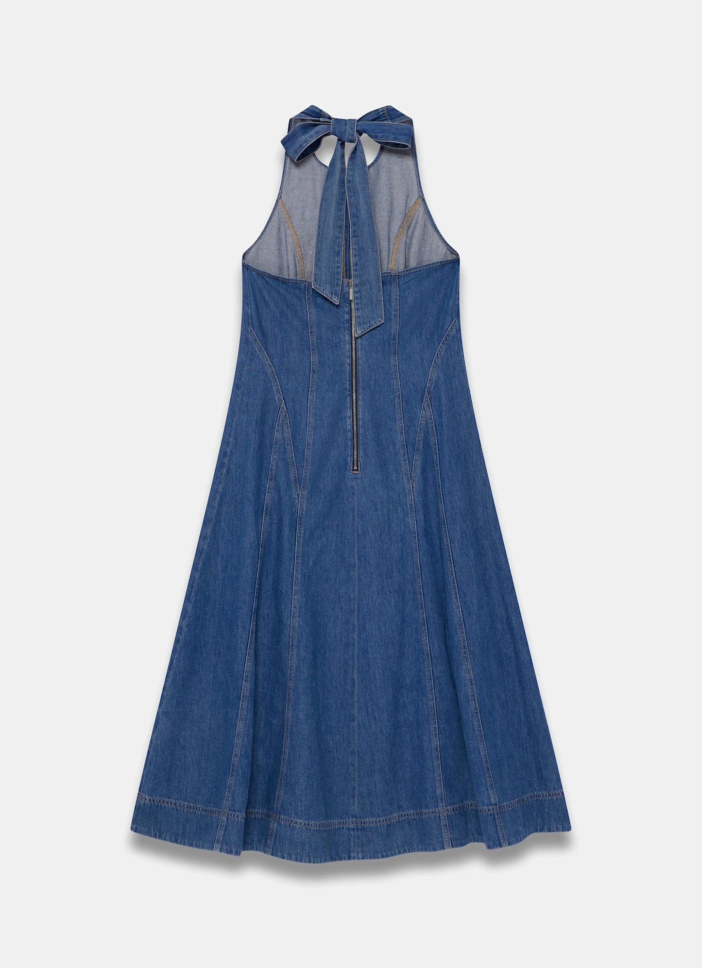 Mid Indigo Denim Halter Midi Dress