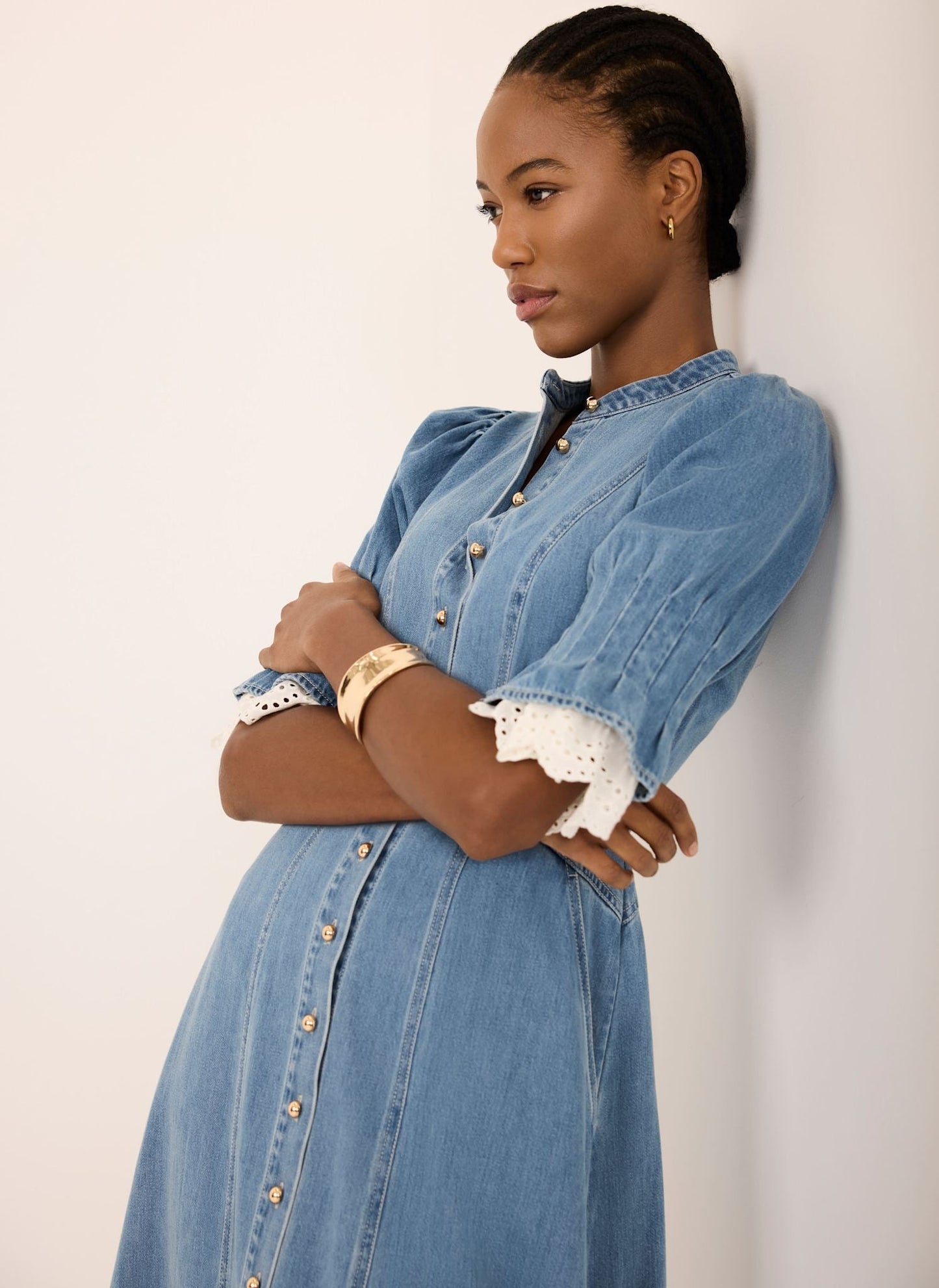 Mid Indigo Denim Midi Dress