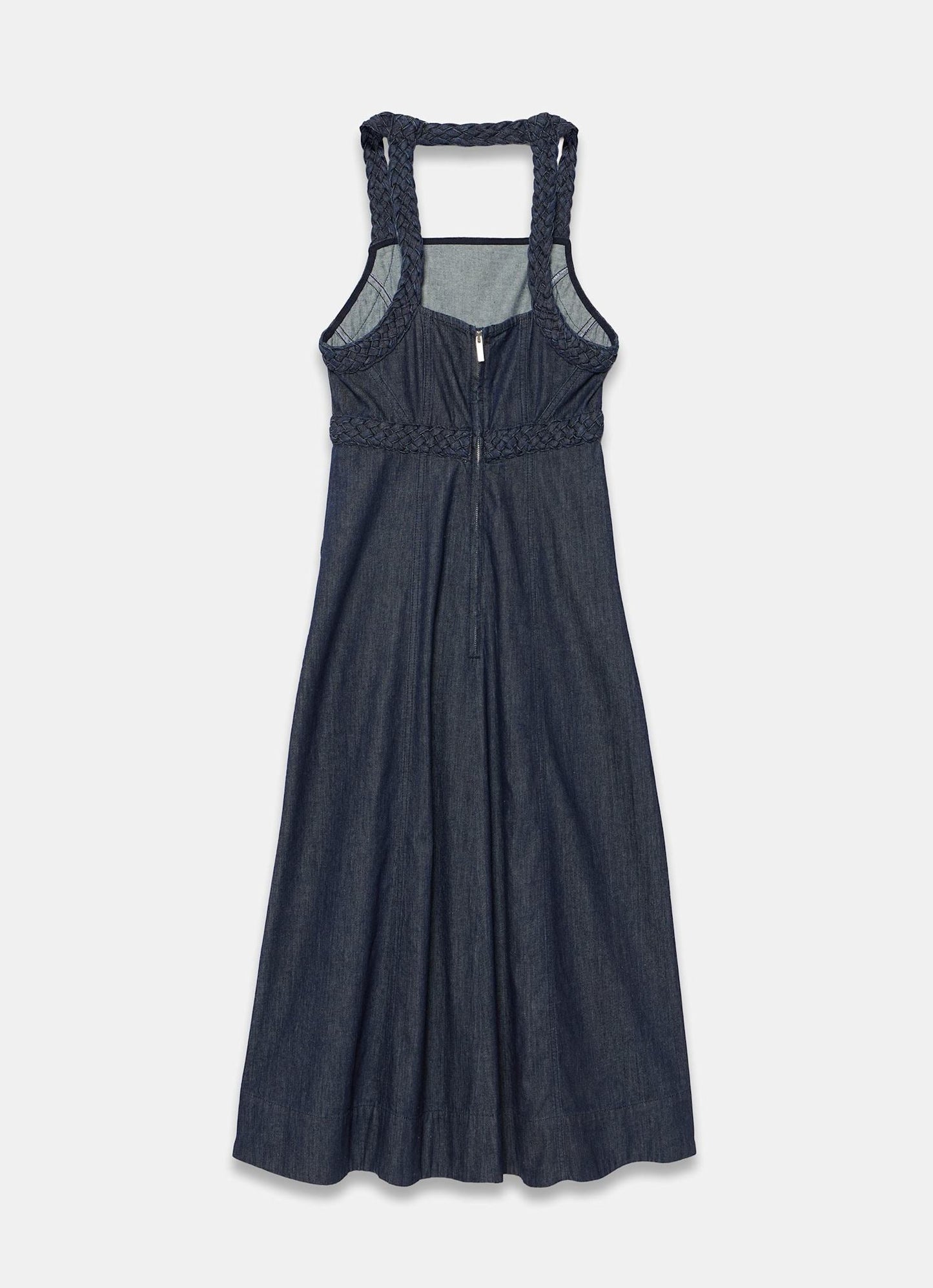 Dark Indigo Denim Halter Midi Dress