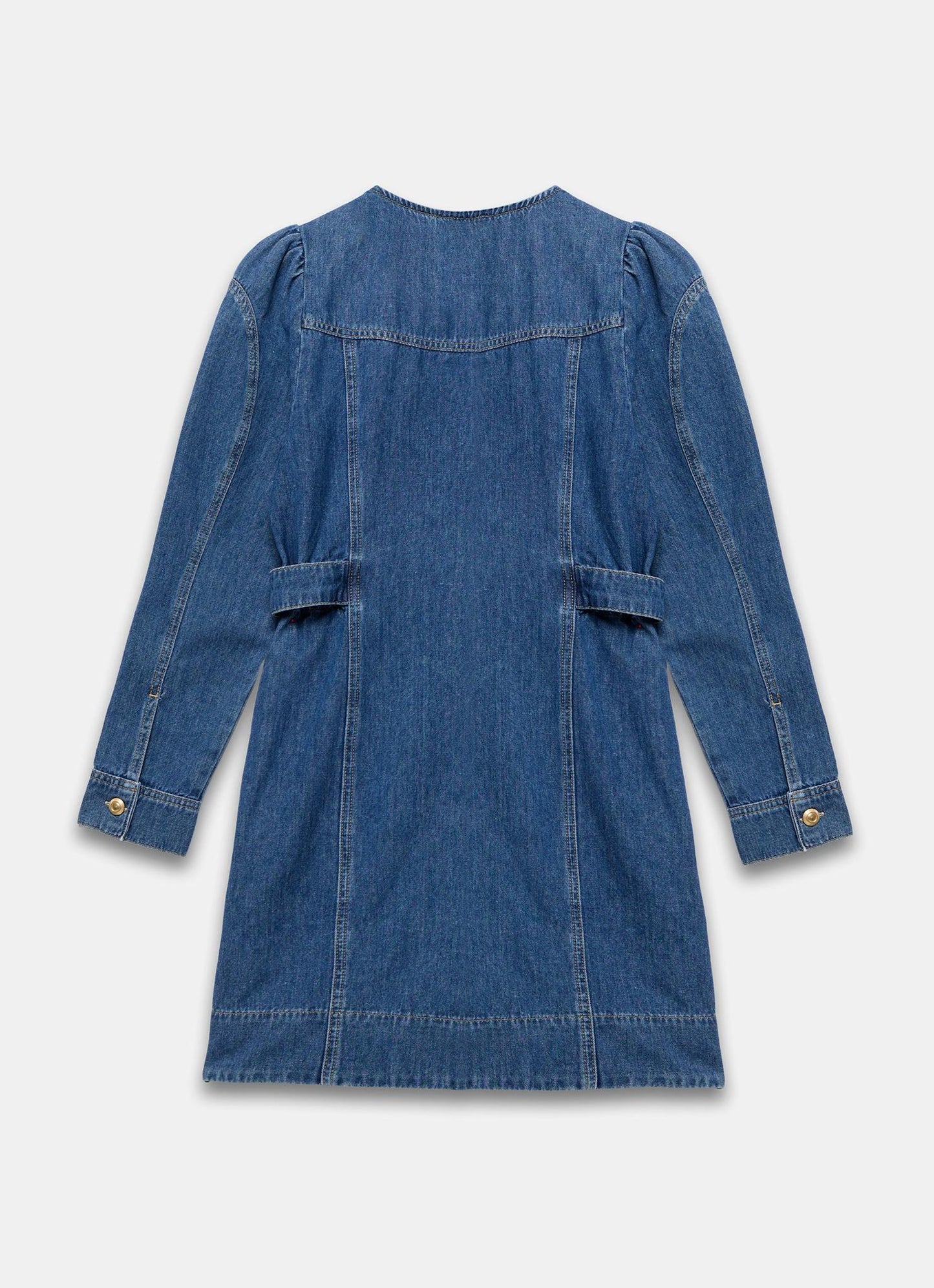 Indigo Denim Puff Sleeve Mini Dress
